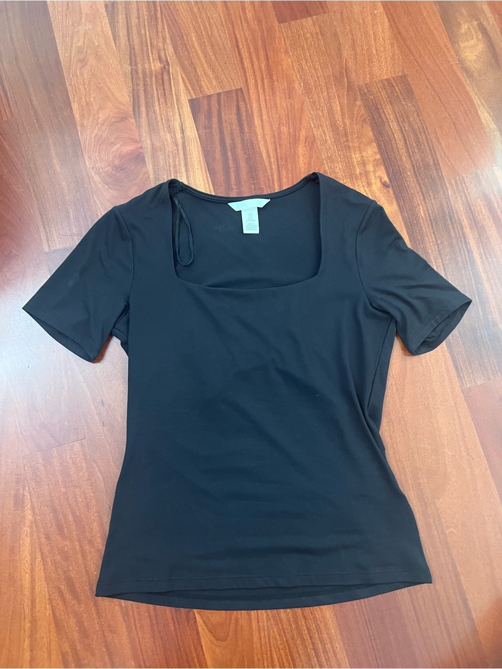 H&M Black Square Neck Short Sleeve Tee